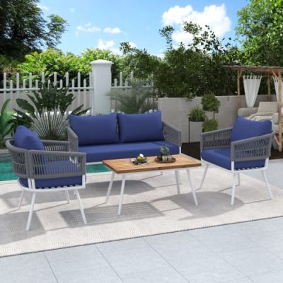 4-piece Bohemian Rope Terrace Furniture Set - Image 6