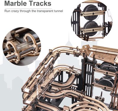 Robotime ROKR Marble Night City 3D Wooden Puzzle Games Assembly Waterwheel Model Toys For Children Kids Birthday Gift - Image 3