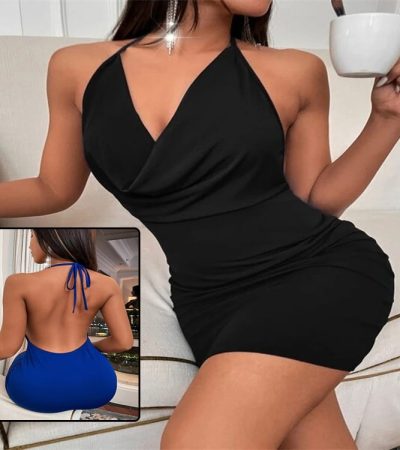 Summer Deep V-neck Dress Temperament Sling Backless Halter Dresses Women's Clothing