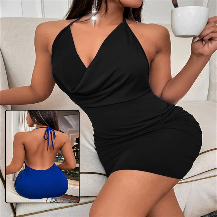 Summer Deep V-neck Dress Temperament Sling Backless Halter Dresses Women’s Clothing