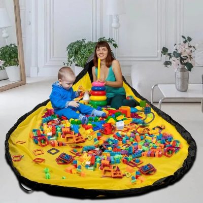 Toy Storage Organizer Play Mat For Kids Bin Toys Box Boys Girls Playroom Holders Rooms - Image 4