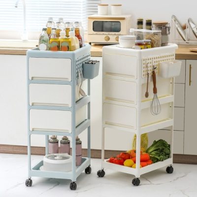 Storage Stroller - 4 Layer, Storage For Bedroom, Living Room, Kitchen,restroom,Flexible To Move, Can Put Toys, Snacks, Tools, Pet Supplies,PP Material Is Safe And Durable - Image 3