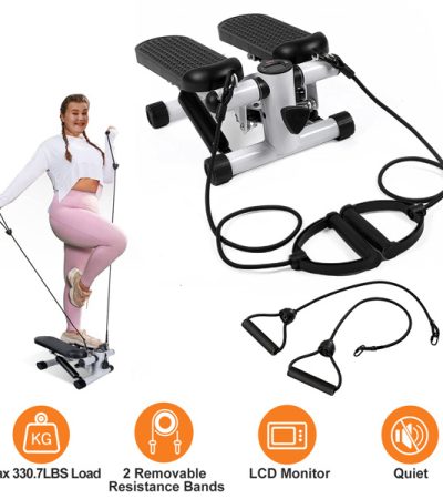 Fitness Step Machine, Mini Step Machine With Resistance Band, Home Fitness Equipment With 330.7LBS Load-bearing Capacity, Hydraulic Fitness Step Machine With LCD Display Screen