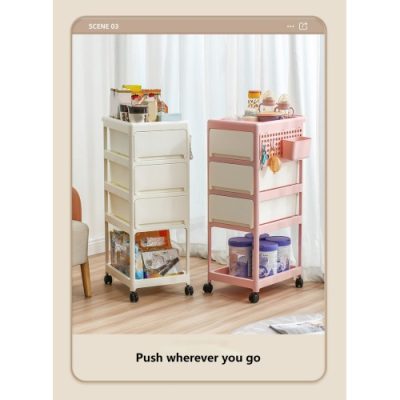 Storage Stroller - 4 Layer, Storage For Bedroom, Living Room, Kitchen,restroom,Flexible To Move, Can Put Toys, Snacks, Tools, Pet Supplies,PP Material Is Safe And Durable - Image 5