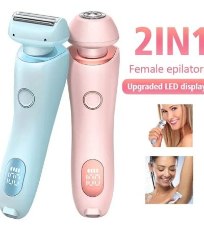 2 In 1 Hair Removal Epilator USB Rechargeable Trimmer Women Body Razor Face Leg Armpit Bikini Hand Pubic Shaver Hair Remover