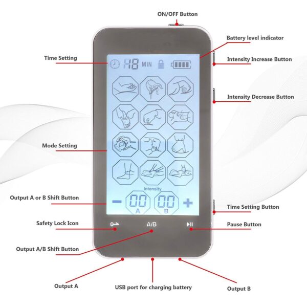 Color Screen Digital Meridian Massager 12 Modes Touch Screen - Image 2