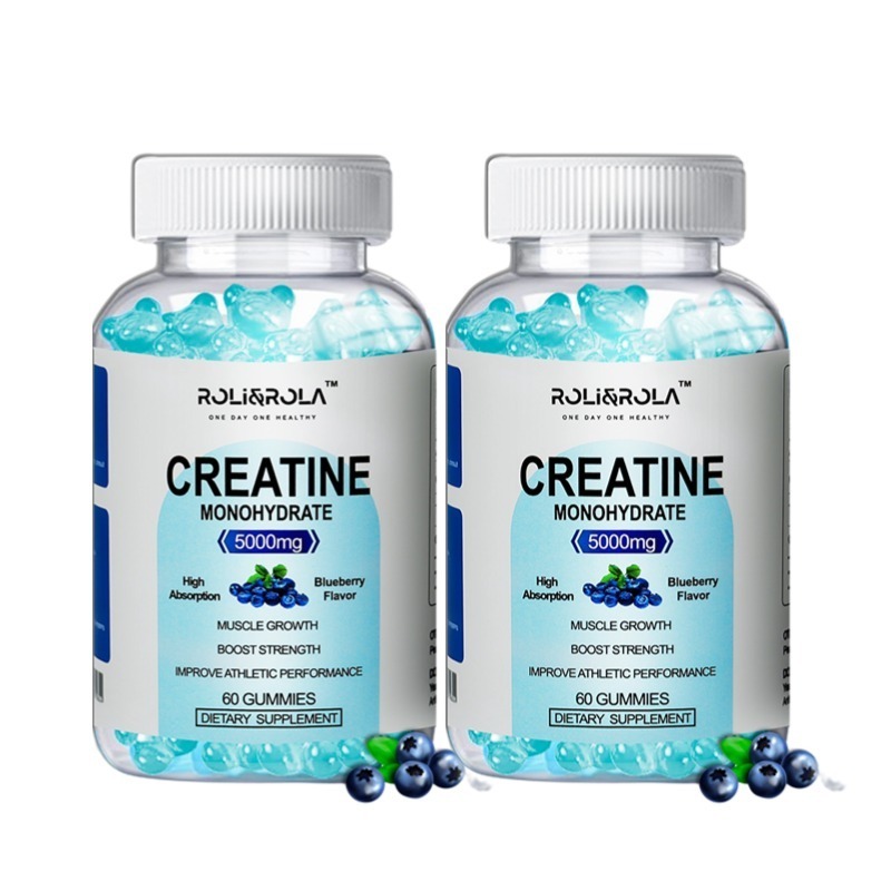 High Strength Creatine Monohydrate Gummies, Blueberry Flavored Creatine Gummies Monohydrate – 60 Gummies X 2 Bottles