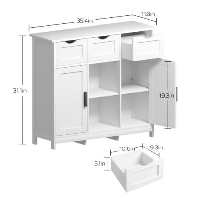 Storage Cabinets,Wooden Floor Cabinet,with Drawers And Shelves Storage Cabinets,Accent Cabinet For Living Room,Bedroom,Bathroom Furniture Home Decor - Image 3