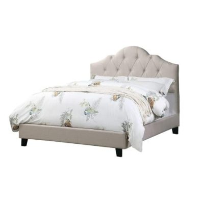 Contemporary 1pc Queen Size Bed Adjustable HB Light Brown Polyfiber Tufted Upholstered Wooden Bedframe Bedroom Furniture - Image 6