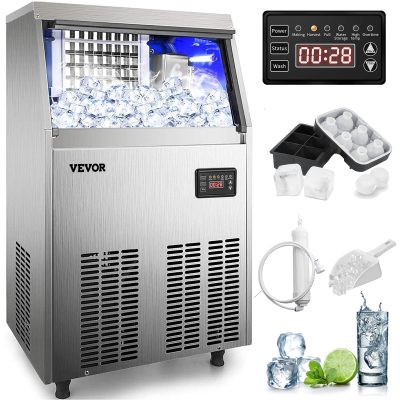 VEVOR 110V Commercial Ice Maker 80LBS 24H With 24lbs Storage Capacity Stainless Steel Commercial Ice Machine 40 Ice Cubes Per Plate Industrial Ice Maker Machine Auto Clean For Bar Home Supermarkets - Image 2