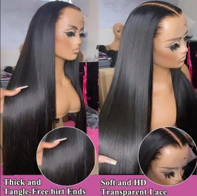 Straight Lace Front Wig Human Hair  Density 13x4 HD Clear Lace Front Wig Pre Pull Baby Hair - Image 3