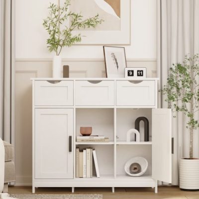 Storage Cabinets,Wooden Floor Cabinet,with Drawers And Shelves Storage Cabinets,Accent Cabinet For Living Room,Bedroom,Bathroom Furniture Home Decor - Image 5