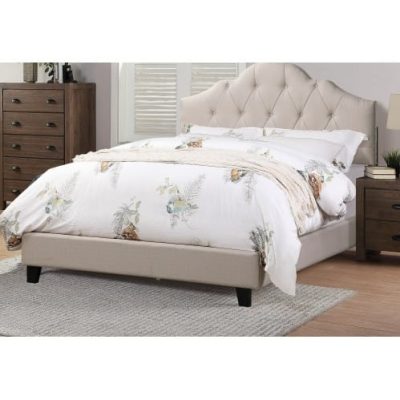 Contemporary 1pc Queen Size Bed Adjustable HB Light Brown Polyfiber Tufted Upholstered Wooden Bedframe Bedroom Furniture - Image 3