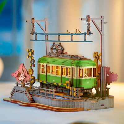 Rolife  Sakura Journey Tram Car 3D Wooden Puzzle Model Toys Teens Gift - Image 2