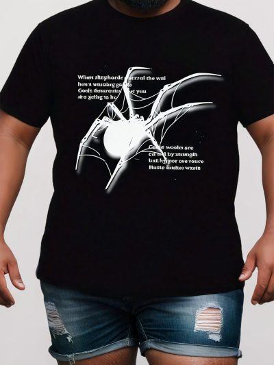 Extra Large Men's Letter Pattern Printed T-shirt - Soft Round Neck, Comfortable Fit, Slightly Elastic Knitted Fabric, Casual Summer T-shirt - Image 6
