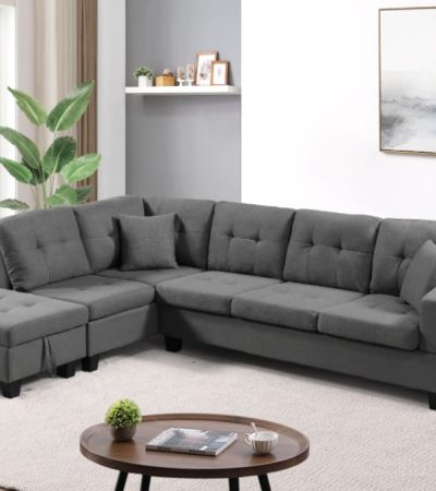 Left Fabric Sofa With Ottoman