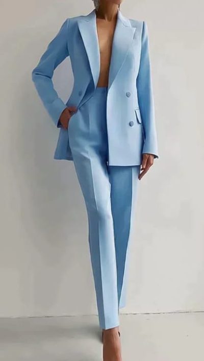 Casual Suits Fashion Long Sleeve Single-breasted Jacket Top And Slim Fit Trousers Women's Business Suits - Image 2