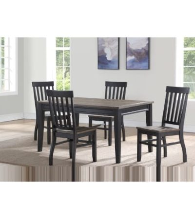 Farmhouse 5pc Dining Set Two-Tone Finish, Cottage Style Table, Schoolhouse Chairs