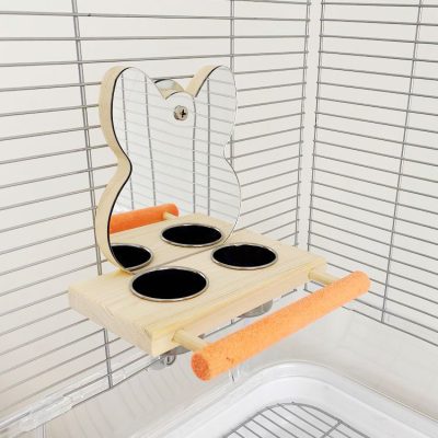 Parrot Puzzle Bird Toy Grinding Claw Stand Stainless Steel Food Cup Mirror - Image 4