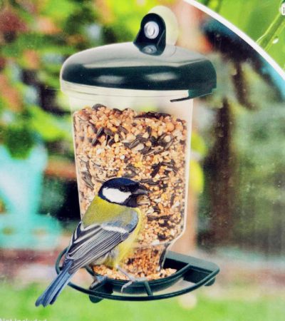 Transparent Plastic Suspension Type Automatic Bird Feeder With Cover