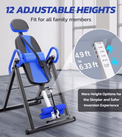 Gravity Heavy Duty Inversion Table with Headrest & Adjustable Protective Belt Back Stretcher Machine for Pain Relief Therapy