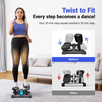 MERACH Mini Stepper for Exercise Twist Stair Stepper 330LBS Capacity Stepper Exercise Equipment with Resistance Band for Fitness - Image 14