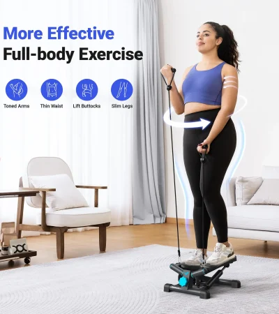 MERACH Mini Stepper for Exercise Twist Stair Stepper 330LBS Capacity Stepper Exercise Equipment with Resistance Band for Fitness