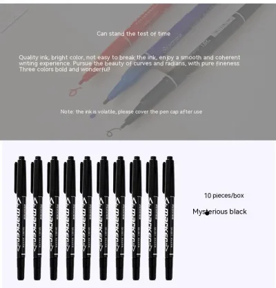 10Pcs Twin Tip Permanent Art Markers Pens, Fine Point, Waterproof, Oily, Black,Red,Blue Ink, Painting, Office & School Supplies - Image 6
