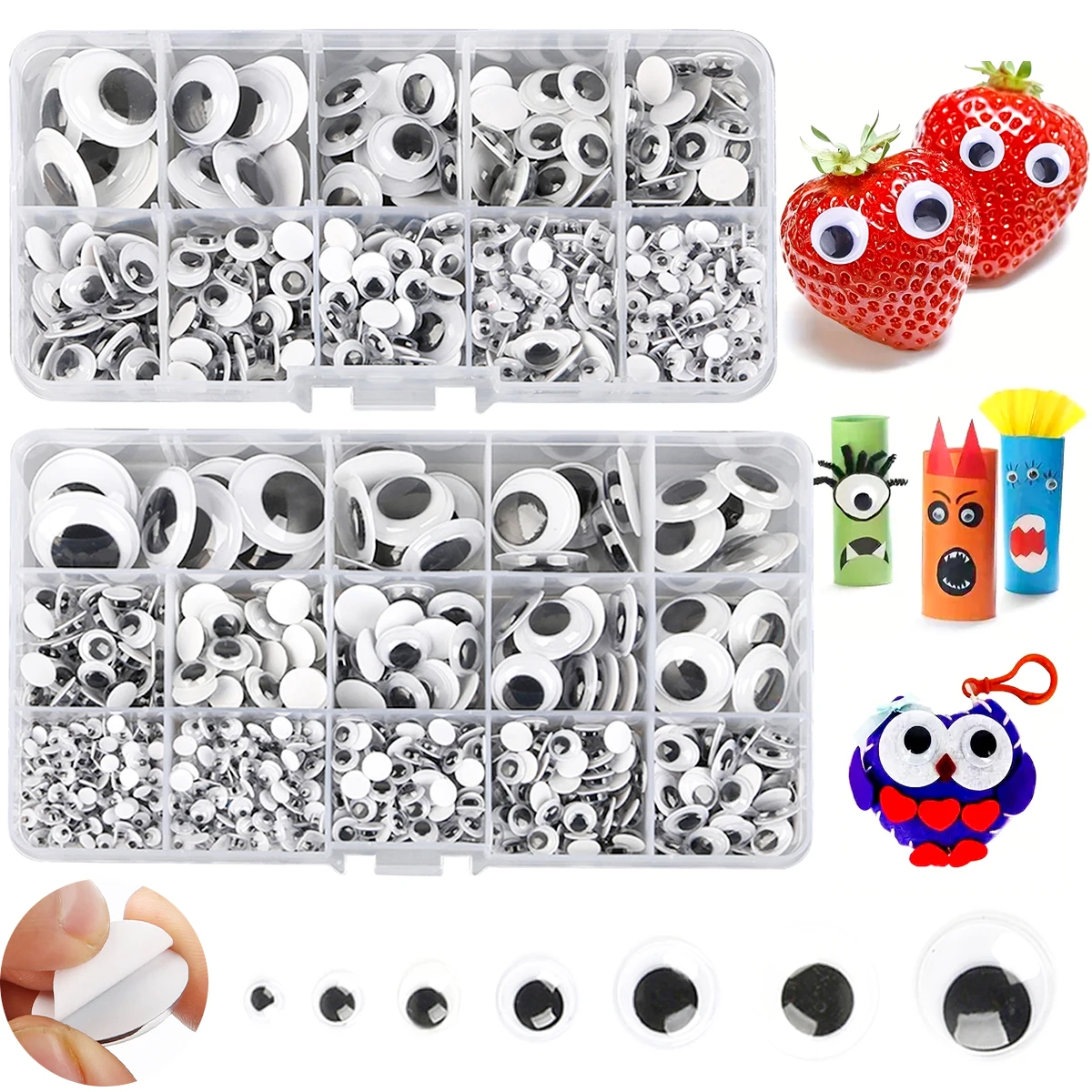 100pcs/200/550pcs Self-adhesive Googly Wiggle Eyes for DIY Scrapbooking Crafts Projects DIY Dolls Accessories Eyes Handmade Toys