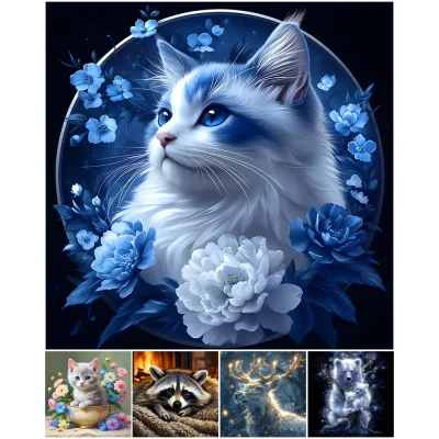 5D DIY Full Round Drill Diamond Painting Animal Kit Home Decor Art Craft 30x30cm - Image 2
