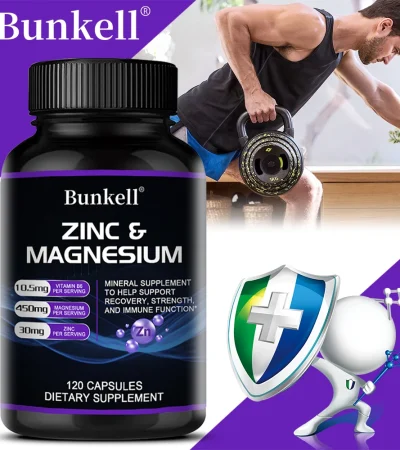Zinc + Magnesium - Helps Maintain Healthy Nerves and Muscles, Improves Energy, Vitality, and Fights Daily Stress and Fatigue