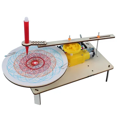 DIY Kids Creative Assembled Wooden Electric Plotter Kit Model Automatic Painting Drawing Robot Science Physics Experiment Toy - Image 6