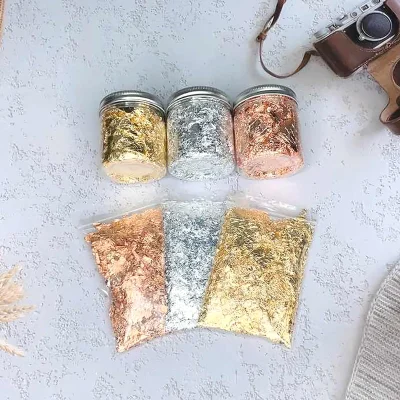 3g Imitation Gold Sliver Copper Foil Sequins Glitters Craft Leaf Flake Sheets Bulk For Gilding DIY Nail Art Decor Paper - Image 3