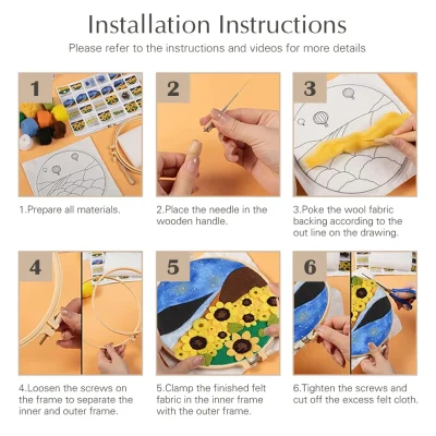 CHENISTORY Wool Felting Painting Night Sky Scenery Starter Kit Needle Felting Picture With Frame Wool Felting Painting Kit Diy - Image 7