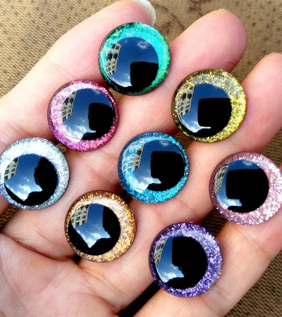 20pcs 18mm Eccentric-Pupil Glitter Flat Safety Eyes For Crochet Toys Amigurumi Crafts DIY Funny Toy Eyes Animal Doll Accessories