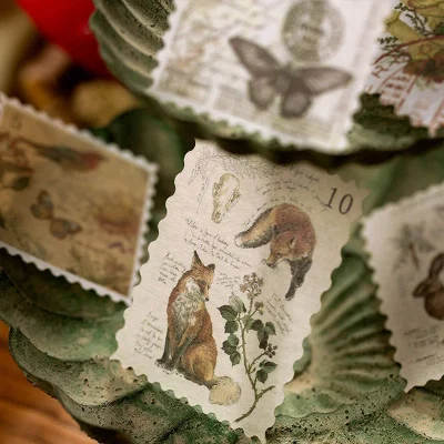 60pcs Vintage Postage Stamp Aesthetic Classical Beauty Deco Paper Sticker For Scrapbooking, Journaling Supplies Planner - Image 4