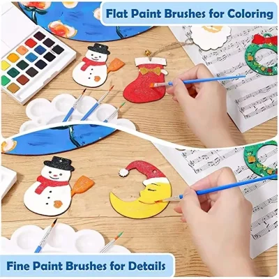 50Pcs Painting Brushes Set Art School Students Supplies Round Flat Hair Nylon Hair Paint Brush Pen for Oil Acrylic Watercolor