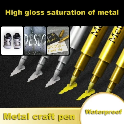 2/1Pc Brush Metallic Marker Pens Gold Silver Color Permanent Art Marker For Manga Crafts Scrapbooking School Stationery Supplies - Image 7