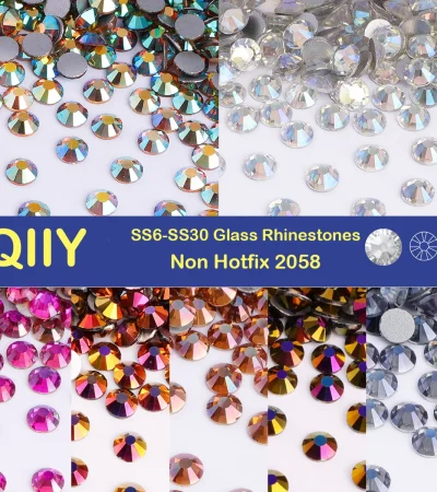 QIIY SS6-SS30 Top Quality Multi-color Glass Rhinestones Crystals Glitter Strass Flat Back Stones DIY Nail Art Craft Decorations