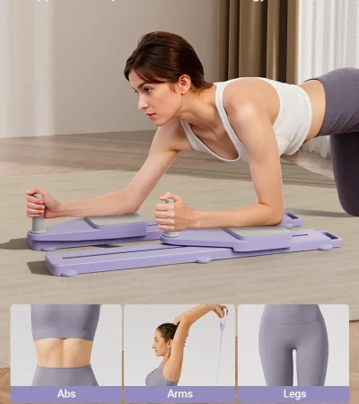 2-in-1 Abs & Ski Board - Portable Core/Leg Trainer, Split Pilates-Reformer for Home Gym, Lightweight Full-Body Fitness