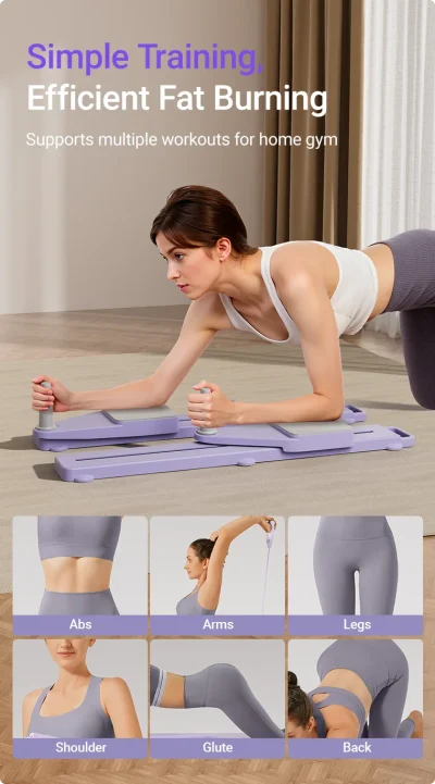 2-in-1 Abs & Ski Board - Portable Core/Leg Trainer, Split Pilates-Reformer for Home Gym, Lightweight Full-Body Fitness