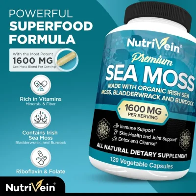 Organic Seaweed Extract, Clear Skin Supplement, 1600 mg, Immune Support/Skin Health and Joint Support/Detox, 120 Capsules - Image 5