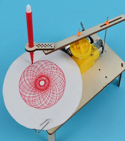 DIY Kids Creative Assembled Wooden Electric Plotter Kit Model Automatic Painting Drawing Robot Science Physics Experiment Toy