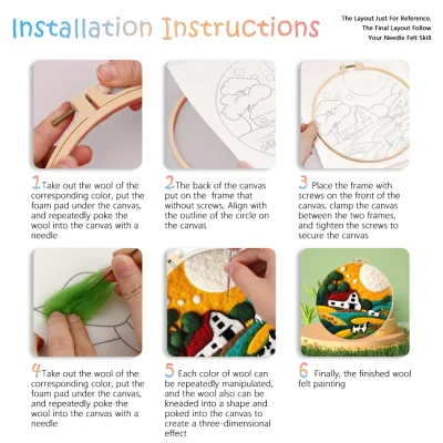 CHENISTORY Wool Felting Painting Night Sky Scenery Starter Kit Needle Felting Picture With Frame Wool Felting Painting Kit Diy - Image 3
