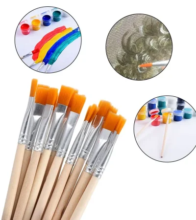 10Pcs Drawing Brush Wood Handle Painting Pen Hook Line Pen Paint Brushes Calligraphy Watercolor Art Supplies