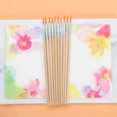 10Pcs Drawing Brush Wood Handle Painting Pen Hook Line Pen Paint Brushes Calligraphy Watercolor Art Supplies - Image 6