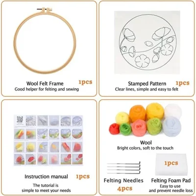 CHENISTORY Wool Felting Painting Night Sky Scenery Starter Kit Needle Felting Picture With Frame Wool Felting Painting Kit Diy - Image 4