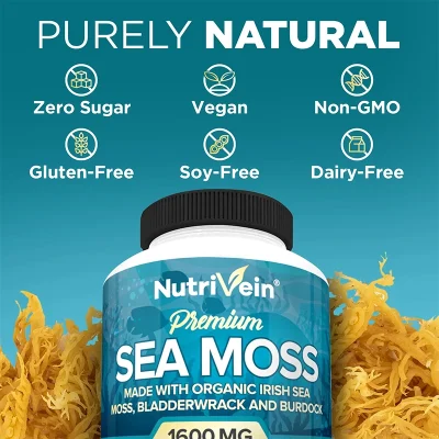 Vegetarian Organic Sea Moss Supports Immune System, Joint Health Intestinal Cleansing Detoxification & Cleansing Skin Supplement - Image 3