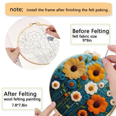 CHENISTORY Wool Felting Painting Night Sky Scenery Starter Kit Needle Felting Picture With Frame Wool Felting Painting Kit Diy - Image 2