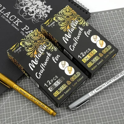 2/1Pc Brush Metallic Marker Pens Gold Silver Color Permanent Art Marker For Manga Crafts Scrapbooking School Stationery Supplies - Image 5